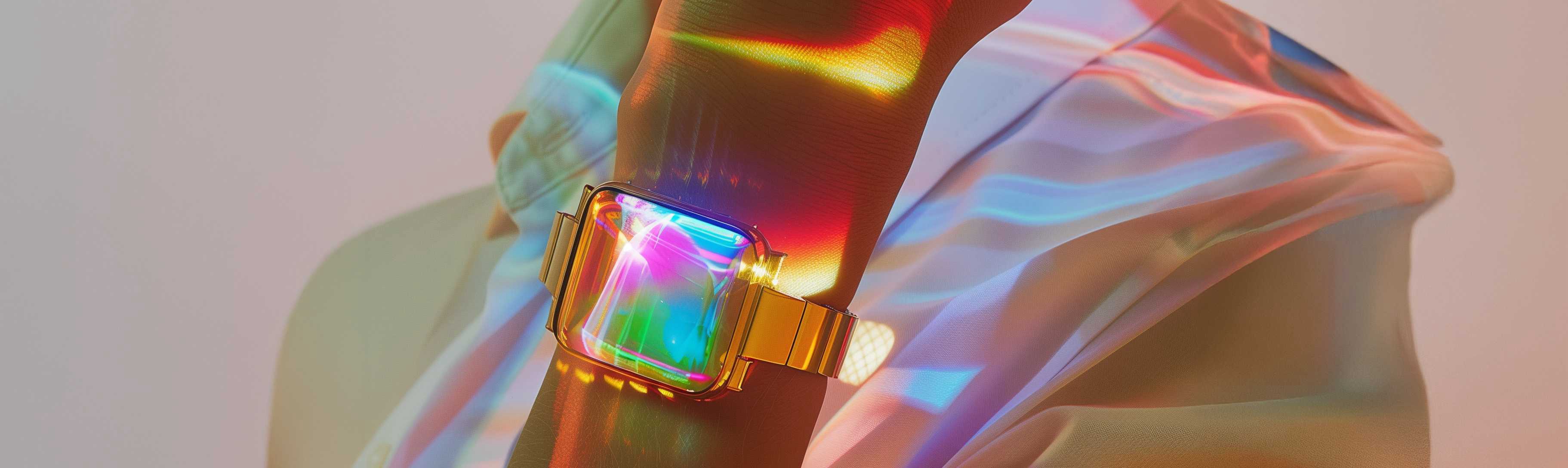 Reloj inteligente con reflejos iridiscentes